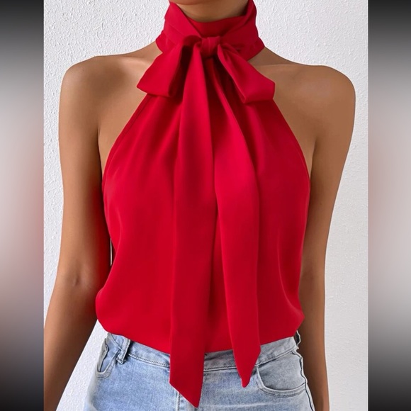 Luxe knot front halter blouse - Picture 5 of 6